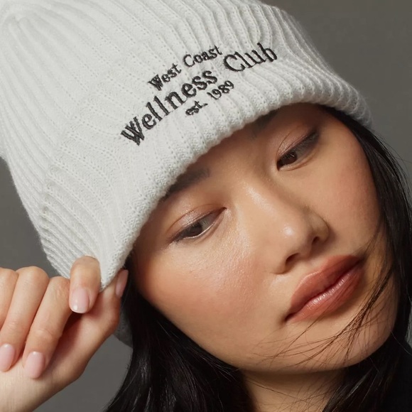 Daily Practice by Anthropologie Sport Club Ribbed Light Grey Beanie - Picture 2 of 6